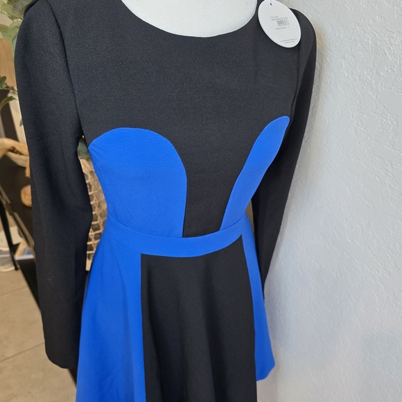 Finders Keepers Black and Blue Long Sleeve Open Back Mini Dress Size S - Picture 7 of 9